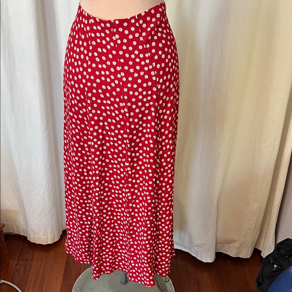 Reformation Red Zoe daisy floral print Skirt  sz 2 - Picture 5 of 11